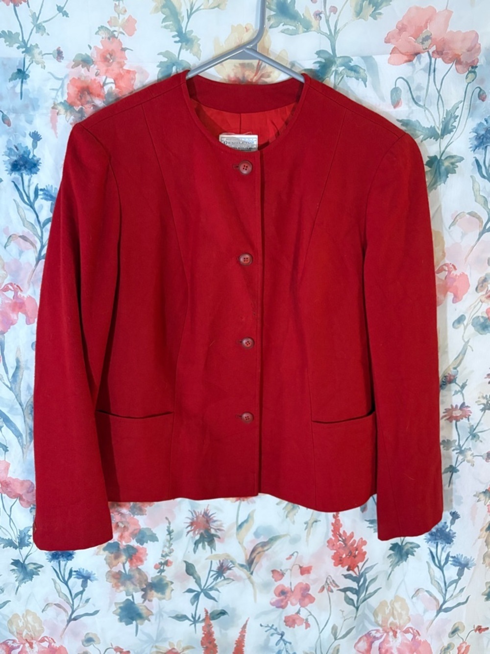 Vintage Pendleton Red Collarless Button Jacket